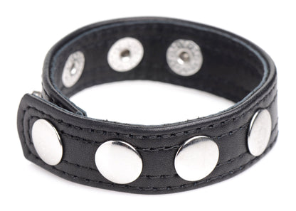 Cock Gear Leather Speed Snap Cock Ring - Black XR Brands Toys - Cockrings