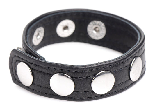 Cock Gear Leather Speed Snap Cock Ring - Black XR Brands Toys - Cockrings