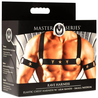 Star Boy Male Chest Harness With Arm Bands - Small/medium - Black XR Brands Toys - Fetish