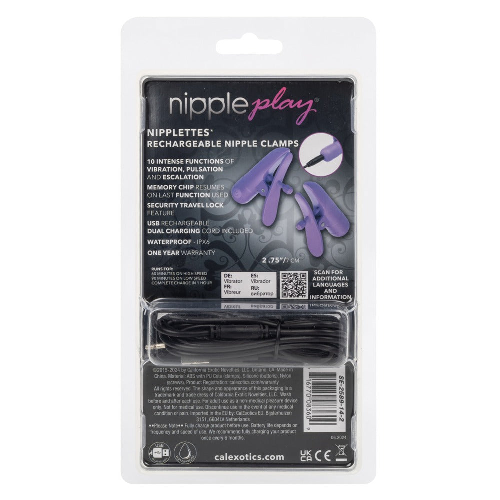 Nipple Play - Nipplettes - Purple Rechargeable CalExotics - California Exotic Novelties Toys - Fetish