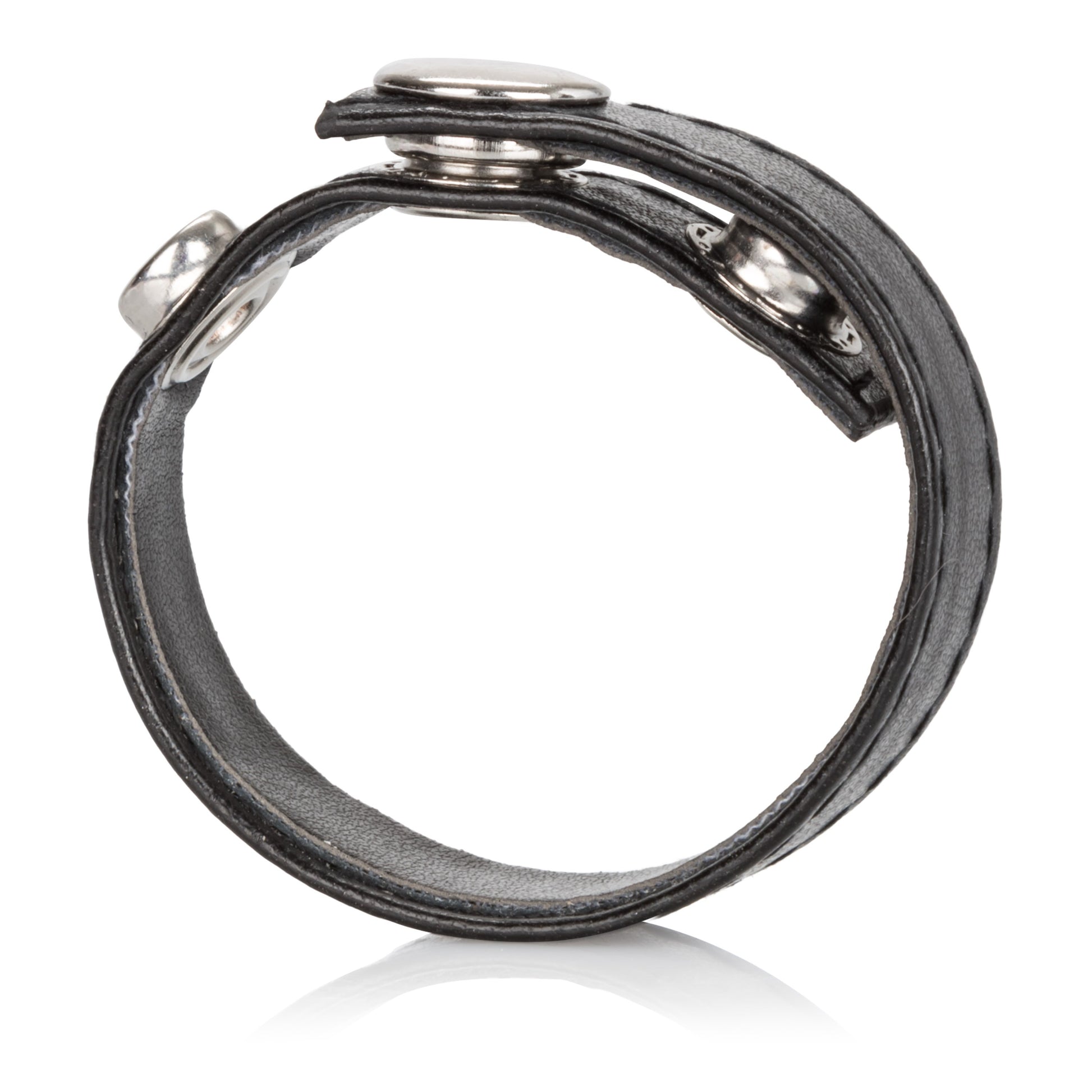 Leather Black 3-Snap Ring CalExotics - California Exotic Novelties Toys - Cockrings