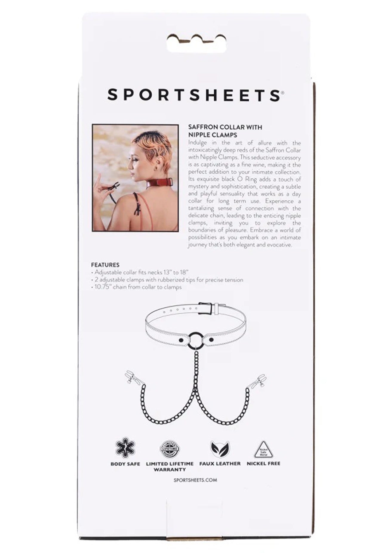 Saffron Collar with Nipple Clamps Sportsheets Toys - Fetish