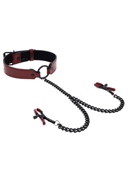 Saffron Collar with Nipple Clamps Sportsheets Toys - Fetish