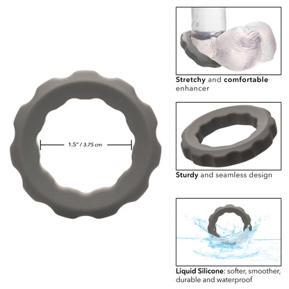 Alpha Liquid Silicone Erect Ring - Gray CalExotics - California Exotic Novelties Toys - Cockrings
