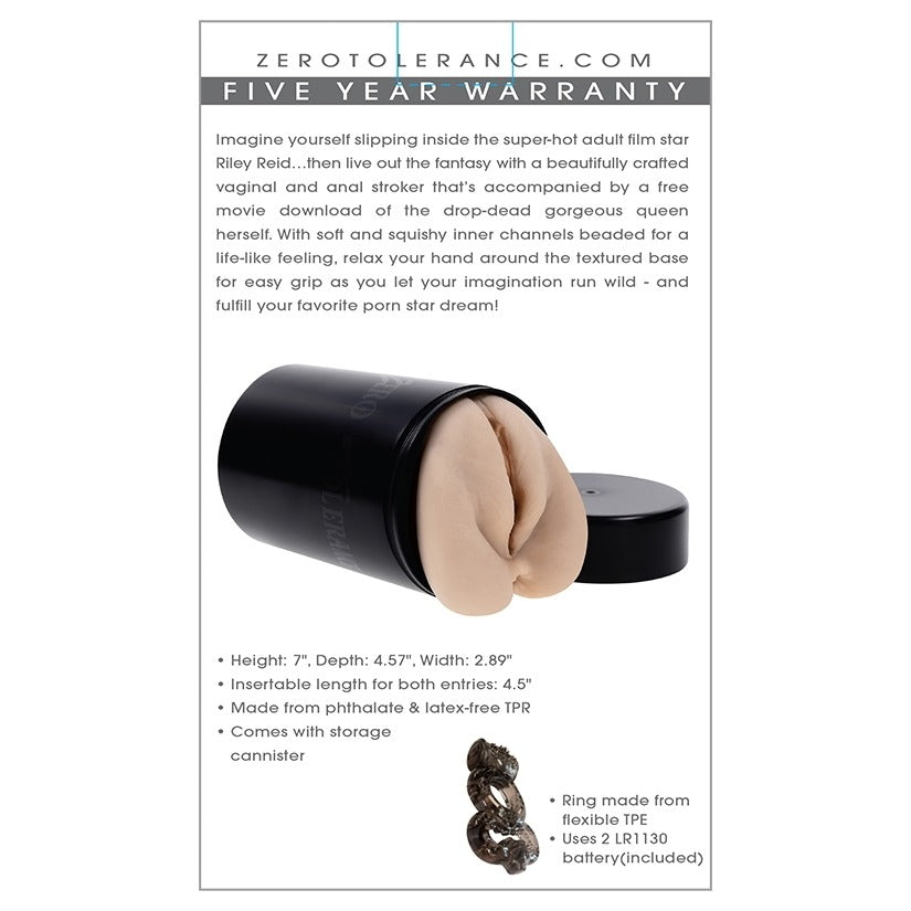 Zero Tolerance Large Vagina Stroker and Canister-Riley Reid Zero Tolerance Toys - Masturbators