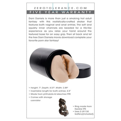 Zero Tolerance Large Vagina Stroker and Canister-Dani Daniels Zero Tolerance Toys - Masturbators