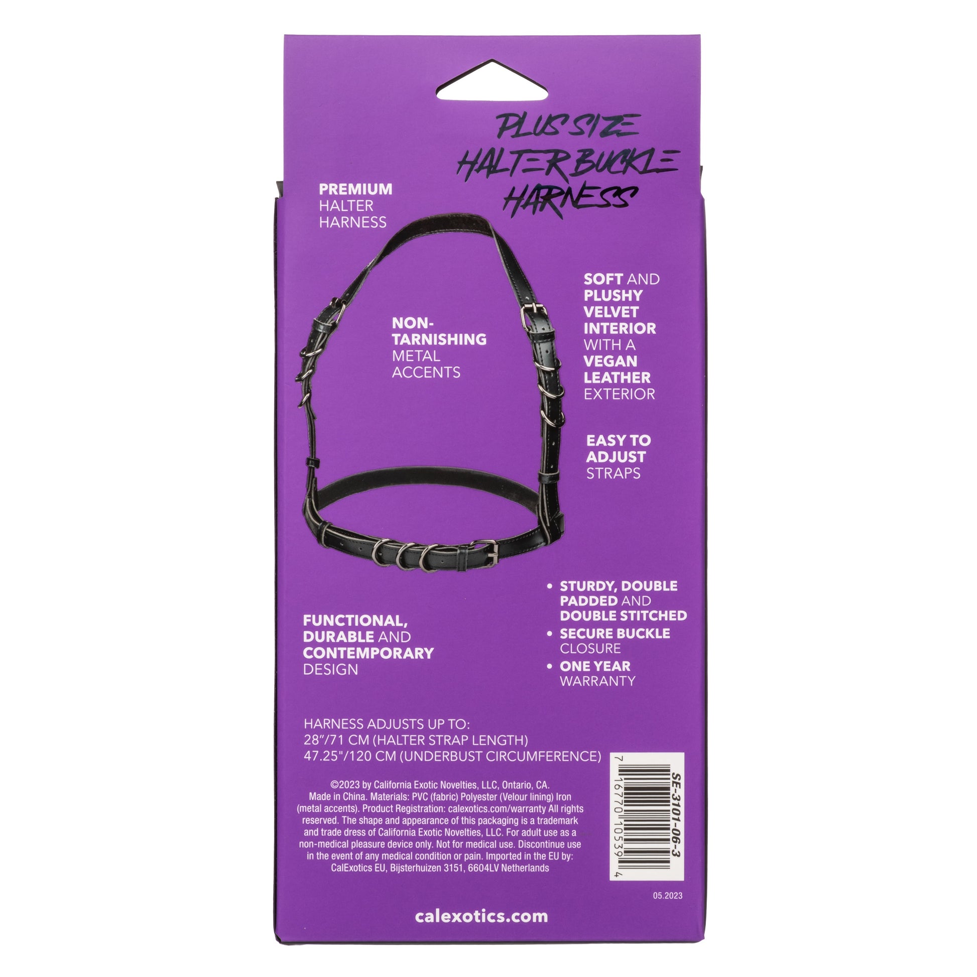 Euphoria Collection Plus Size Halter Buckle Harness - Black CalExotics - California Exotic Novelties Toys - Fetish