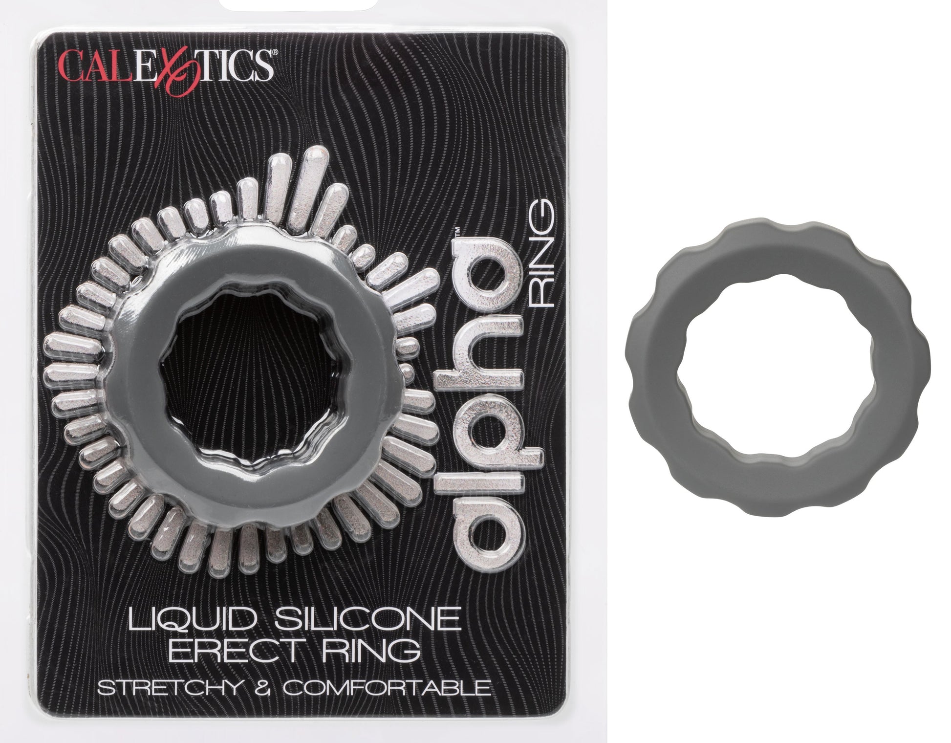 Alpha Liquid Silicone Erect Ring - Gray CalExotics - California Exotic Novelties Toys - Cockrings
