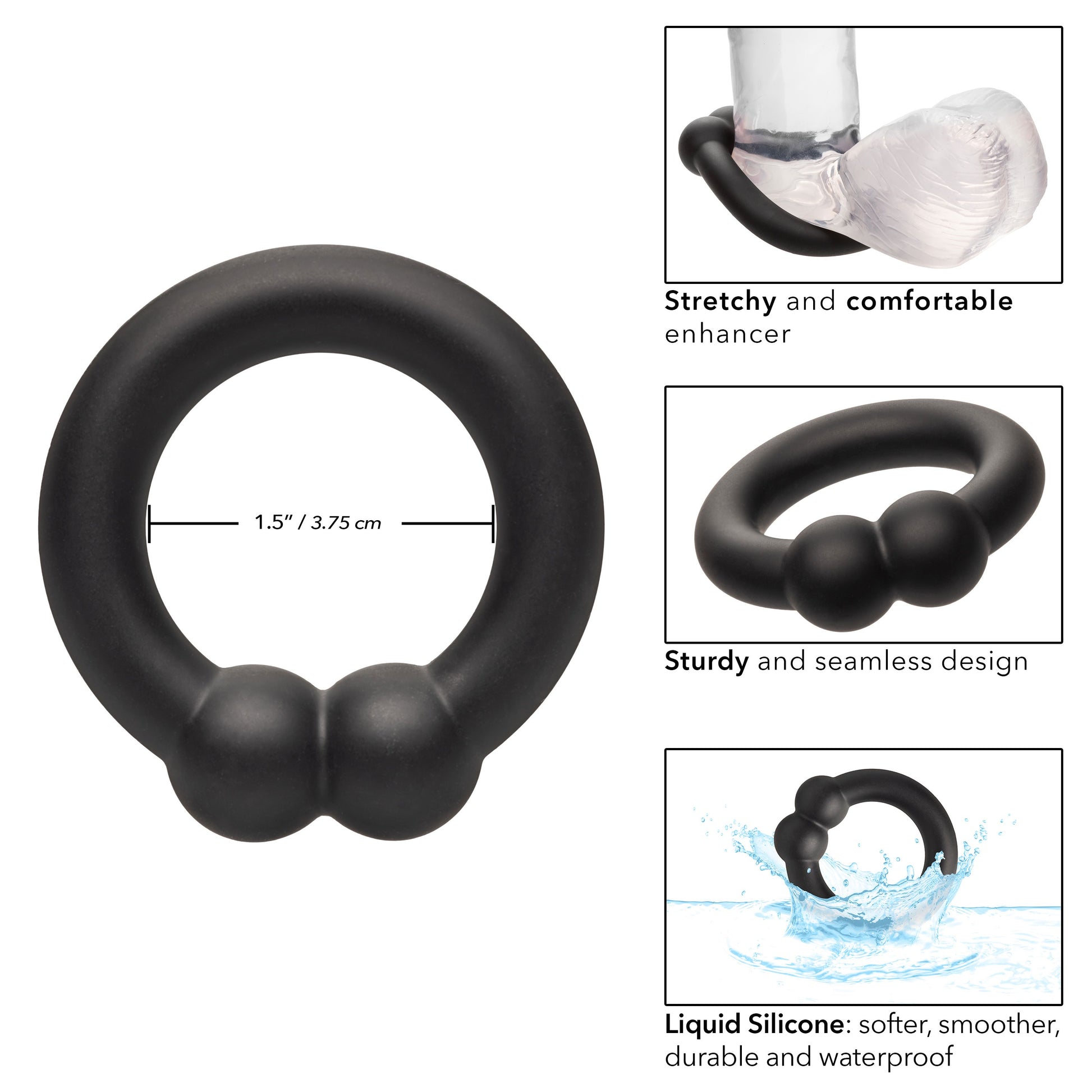 Alpha Liquid Silicone Muscle Ring - Black CalExotics - California Exotic Novelties Toys - Cockrings