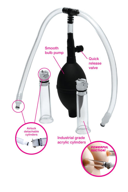 Nipple Pumping System With Detachable Cylinders XR Brands Toys - Fetish