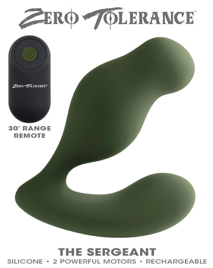 Zero Tolerance The Sergeant Rechargeable Vibrating Prostate Anal Vibe Silicone Green Zero Tolerance Toys - Anal Toys