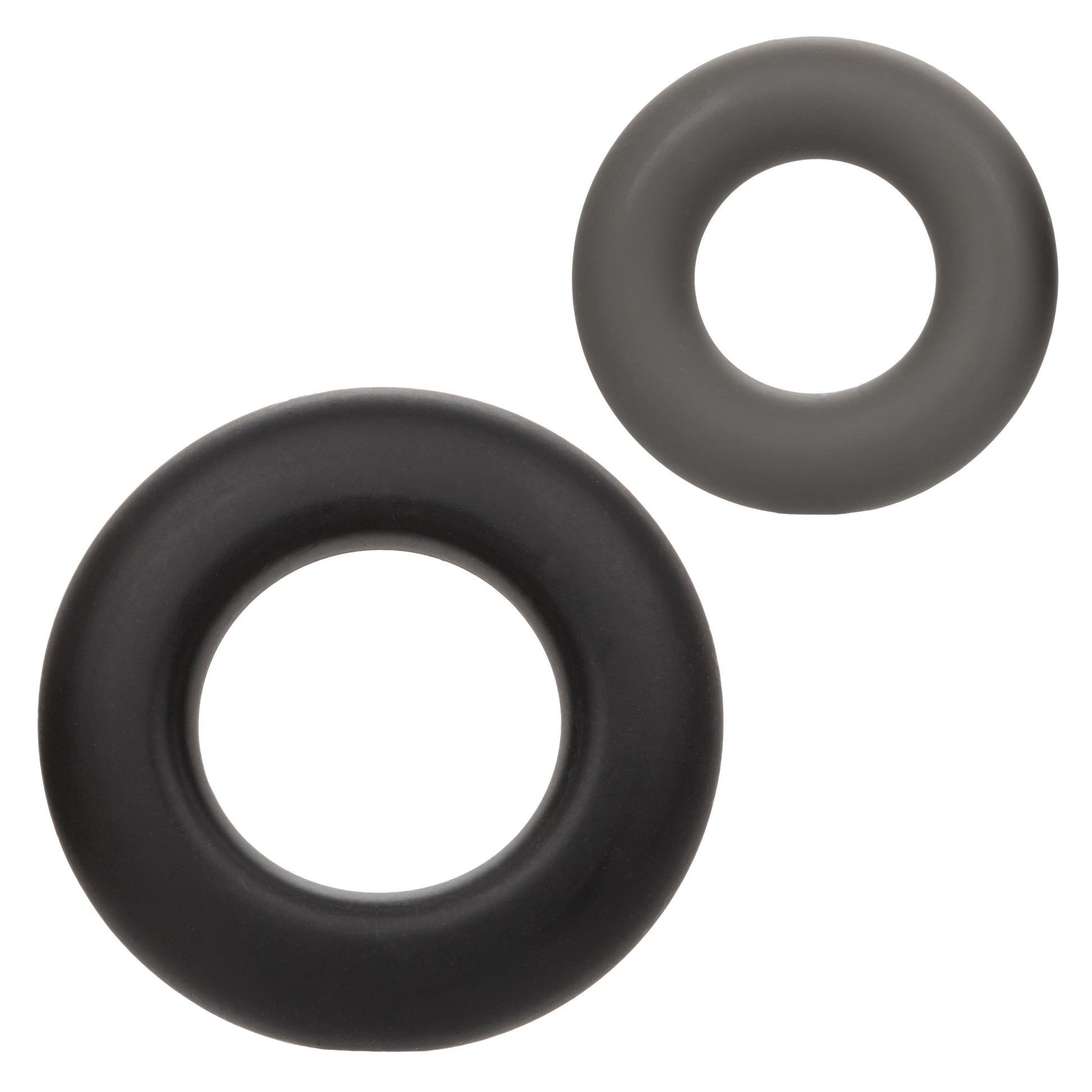 Alpha Liquid Silicone Prolong Set of 2 - Black/gray CalExotics - California Exotic Novelties Toys - Cockrings