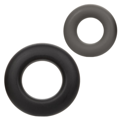 Alpha Liquid Silicone Prolong Set of 2 - Black/gray CalExotics - California Exotic Novelties Toys - Cockrings