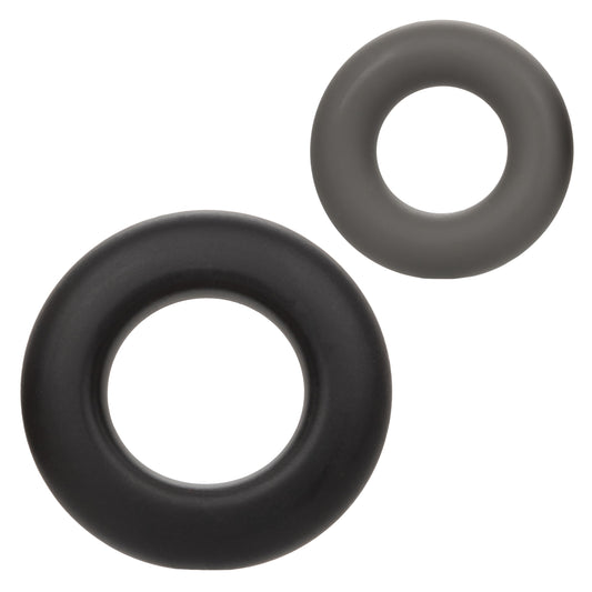 Alpha Liquid Silicone Prolong Set of 2 - Black/gray CalExotics - California Exotic Novelties Toys - Cockrings