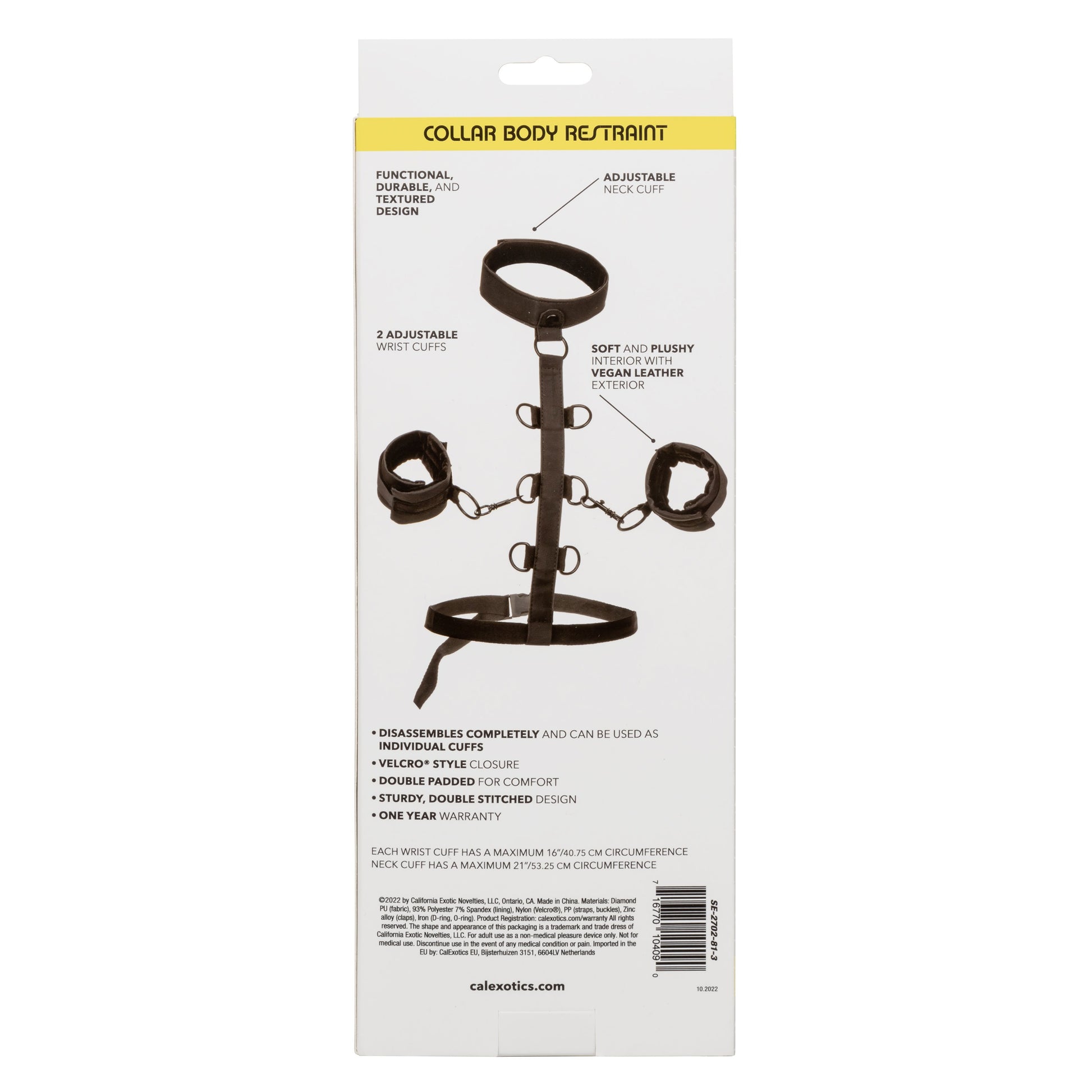 Boundless Collar Body Restraint - Black CalExotics - California Exotic Novelties Toys - Fetish