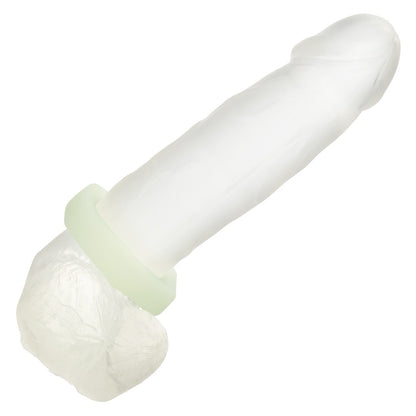 Alpha Glow-in-the-Dark Liquid Silicone Prolong Sexagon Ring - White CalExotics - California Exotic Novelties Toys - Cockrings