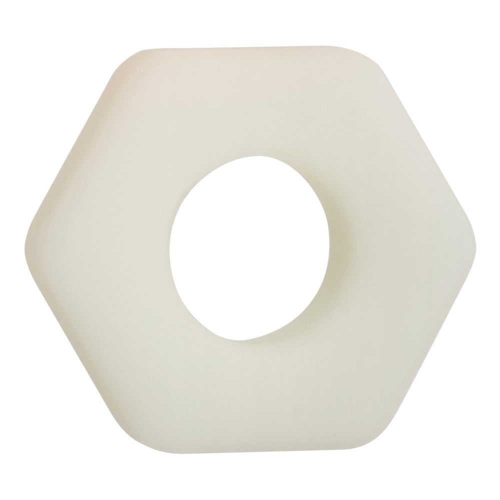 Alpha Glow-in-the-Dark Liquid Silicone Prolong Sexagon Ring - White CalExotics - California Exotic Novelties Toys - Cockrings