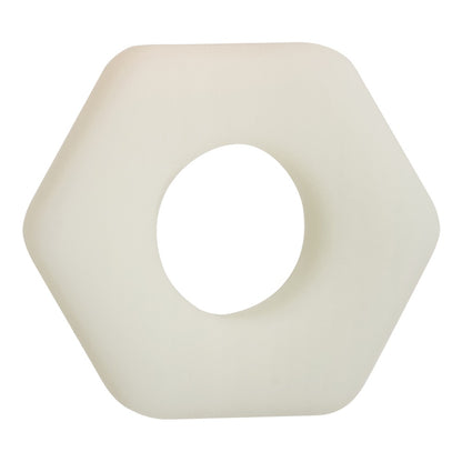 Alpha Glow-in-the-Dark Liquid Silicone Prolong Sexagon Ring - White CalExotics - California Exotic Novelties Toys - Cockrings