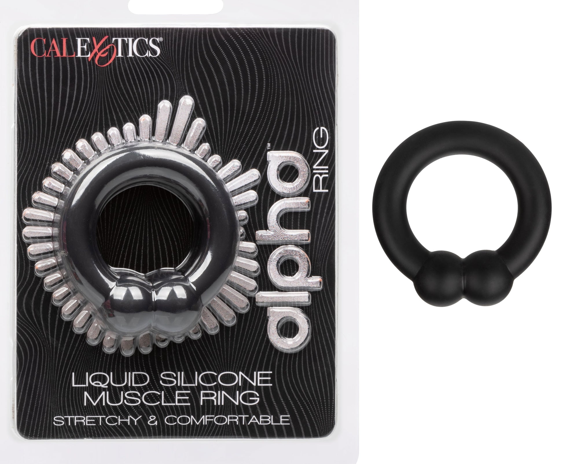 Alpha Liquid Silicone Muscle Ring - Black CalExotics - California Exotic Novelties Toys - Cockrings