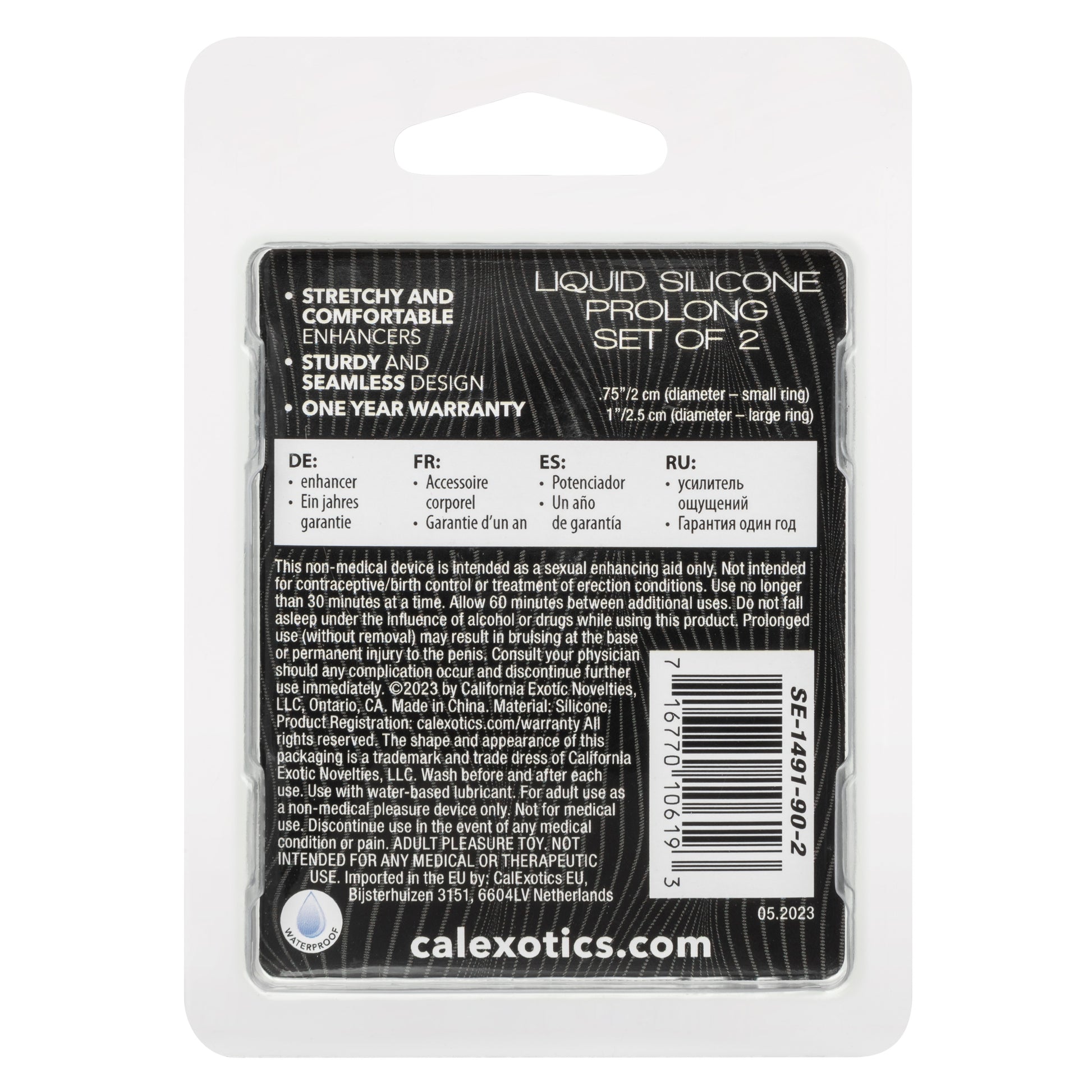 Alpha Liquid Silicone Prolong Set of 2 - Black/gray CalExotics - California Exotic Novelties Toys - Cockrings