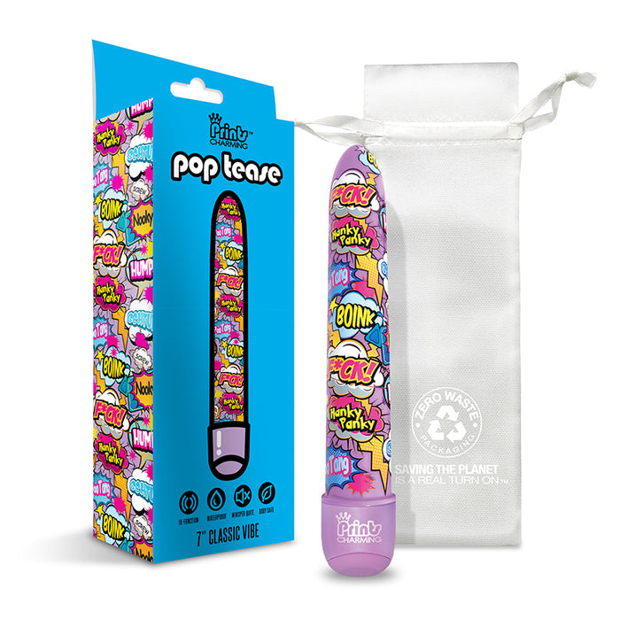 Prints Charming Pop Tease 7" Classic Vibe - F*ck - Purple Global Novelties Toys - Vibrators