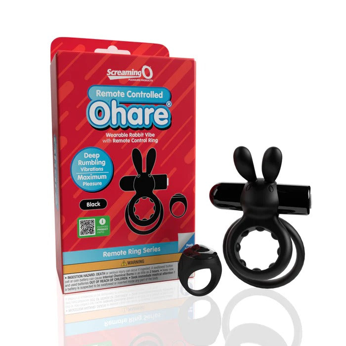Screaming O Remote Controlled Ohare Vibrating Ring-Black THE SCREAMING O"" Toys - Cockrings