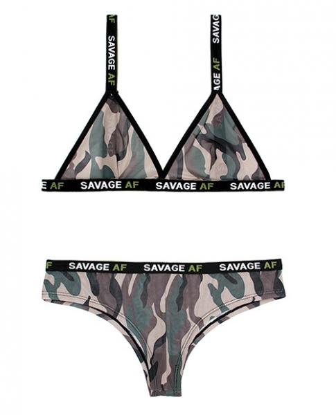 Vibes Savage AF Bralette & Cheeky Panty Camouflage M/L Vibes by Fantasy Lingerie Women - Lingerie - Sets