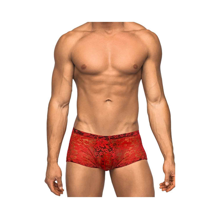Male Power Stretch Lace Mini Short-Red Medium-Boxed MAGIC MOMENTS INTERNATIONAL Men