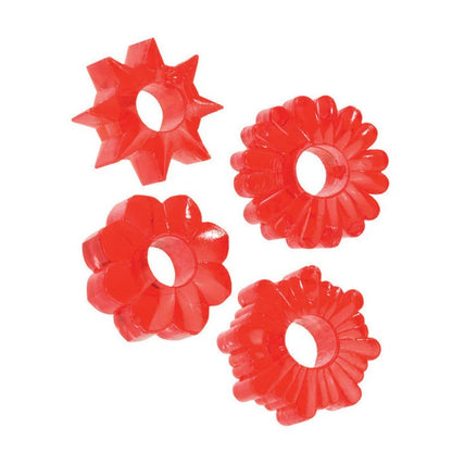 Basic Essentials 4 Pack - Red CalExotics - California Exotic Novelties Toys - Cockrings