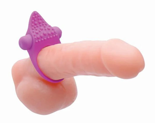Versa Tingler Cock Ring, Finger Vibe Clit Stim Purple Frisky Toys - Cockrings