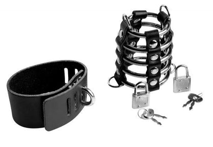 5 Ring Chastity Device With Cock And Ball Strap Strict Toys - Fetish