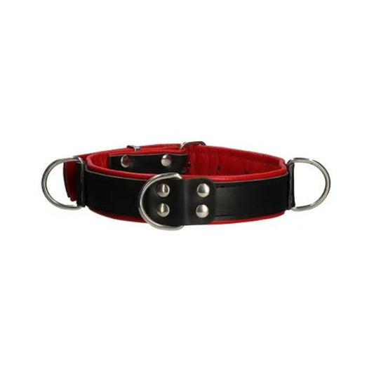 Premium Leather Bondage Collar - Black/red Shots America Toys - Fetish