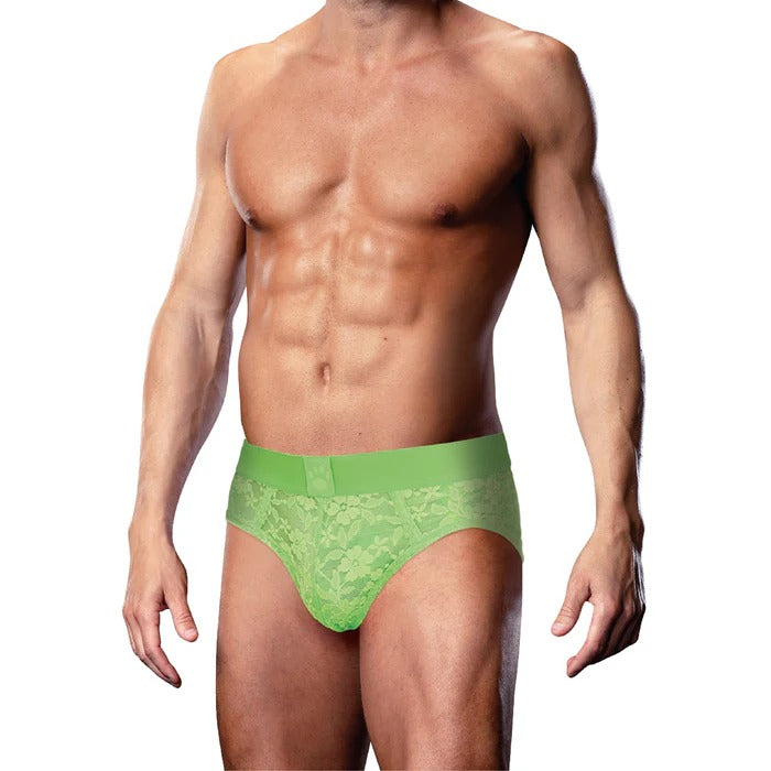 Prowler Lace Open Back Brief Neon Green M Prowler Man