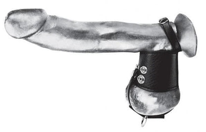 C & Ball Gear Cock Ring with Ball Stretcher 2 inches Black Blue Line Men Toys - Cockrings