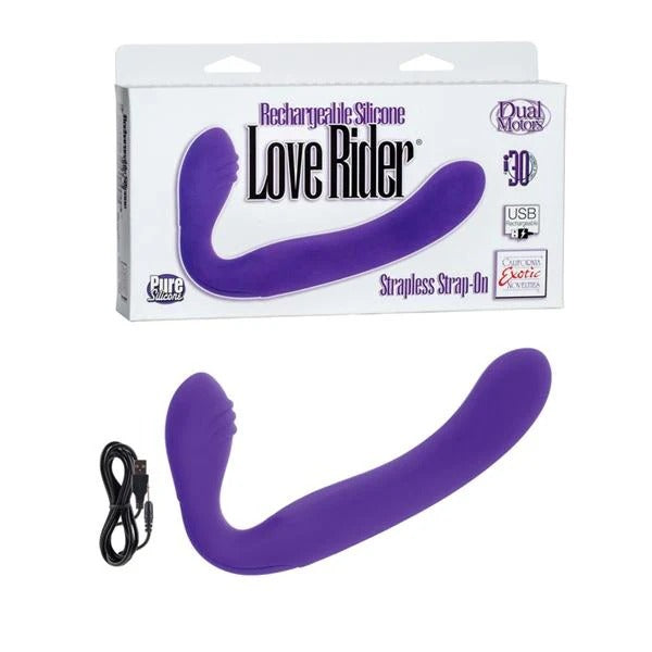 Rechargeable Silicone Love Rider Strapless Strap-on - Purple Love Rider Toys - Couples