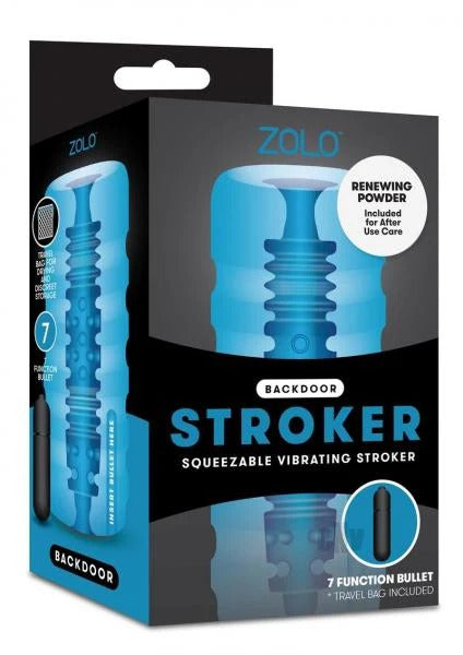 Zolo Backdoor Squeezable Vibrating Stroker Blue ZOLO Toys - Masturbators