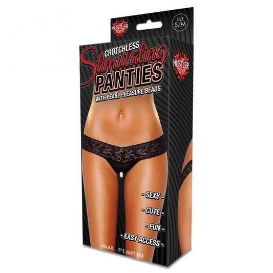 Hustler Stimulating Panties Pearl Beads Black S/M Electric Eel Women - Lingerie - Underwear