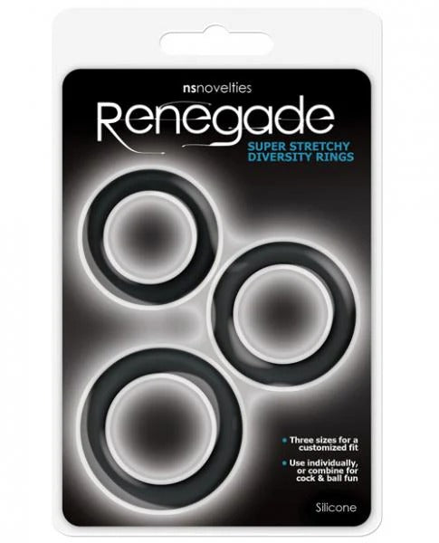 Renegade Diversity Rings Black Pack Of 3 New Sensations - NS Novelties Toys - Cockrings