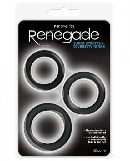 Renegade Diversity Rings Black Pack Of 3 New Sensations - NS Novelties Toys - Cockrings