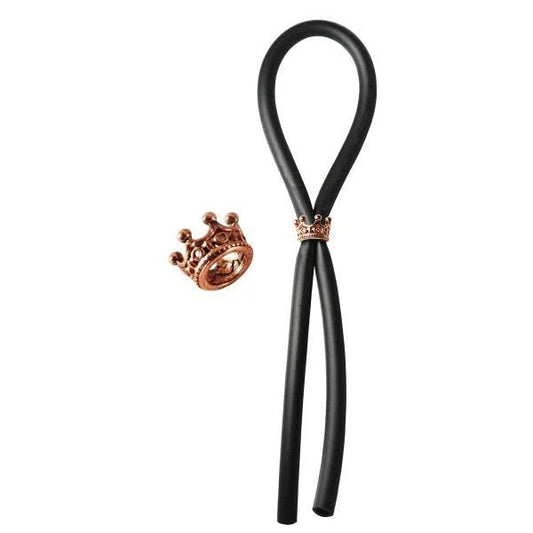 Bolo Lasso Ring Rose Gold Crown Slider Black Bolo Erection Enhancement Toys - Cockrings