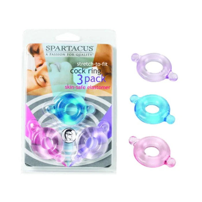 Elastomer C Ring Set - Blue, Purple, Pink Spartacus Toys - Cockrings