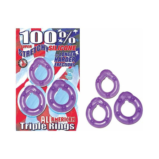 All American Triple Rings (Clear/Purple) Nasstoys Toys - Cockrings