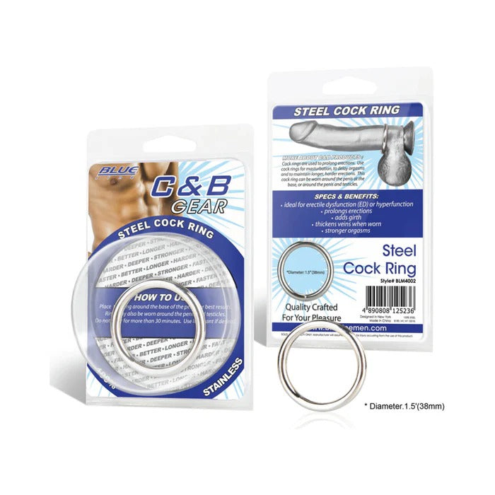 C & B Gear Steel Cock Ring 1.5 inches Electric Eel Toys - Fetish