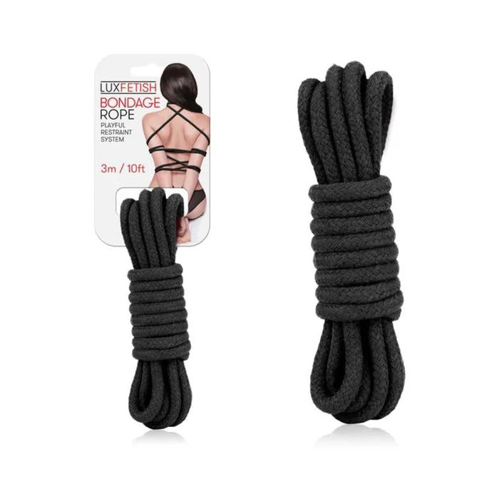 Lux Fetish Bondage Rope Black 10ft Electric Eel Toys - Fetish
