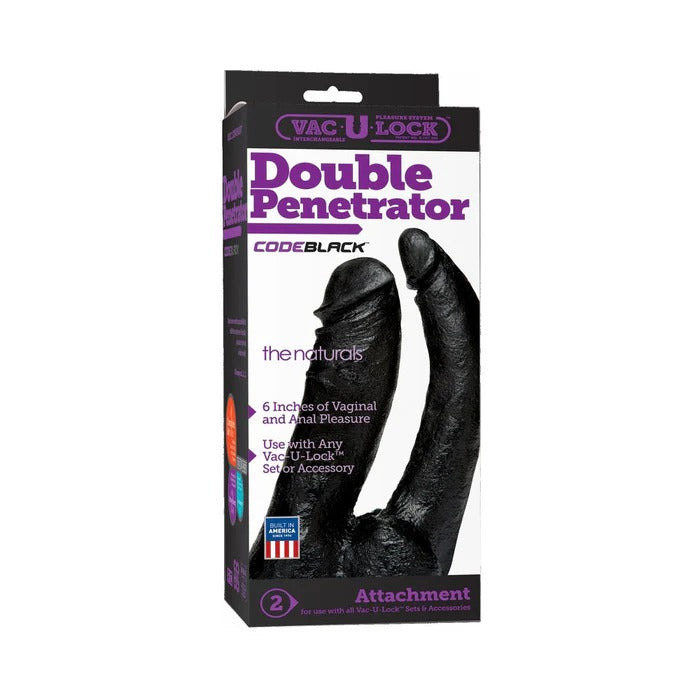 Vac-U-Lock Code Black Double Penetrator Doc Johnson Toys - Dildos