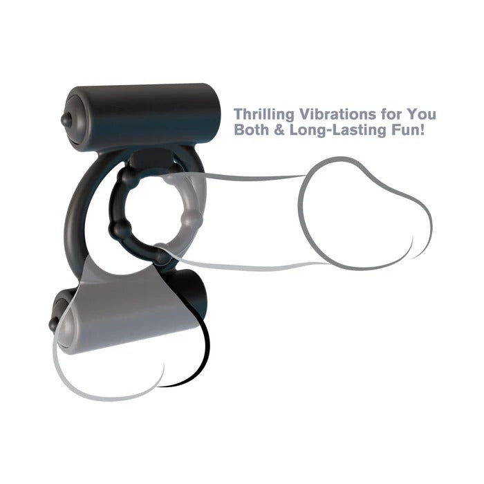 Fantasy C-Ringz Extreme Double Trouble Black Ring Pipedream Products Toys - Cockrings