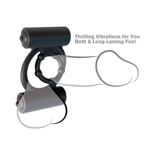 Fantasy C-Ringz Extreme Double Trouble Black Ring Pipedream Products Toys - Cockrings