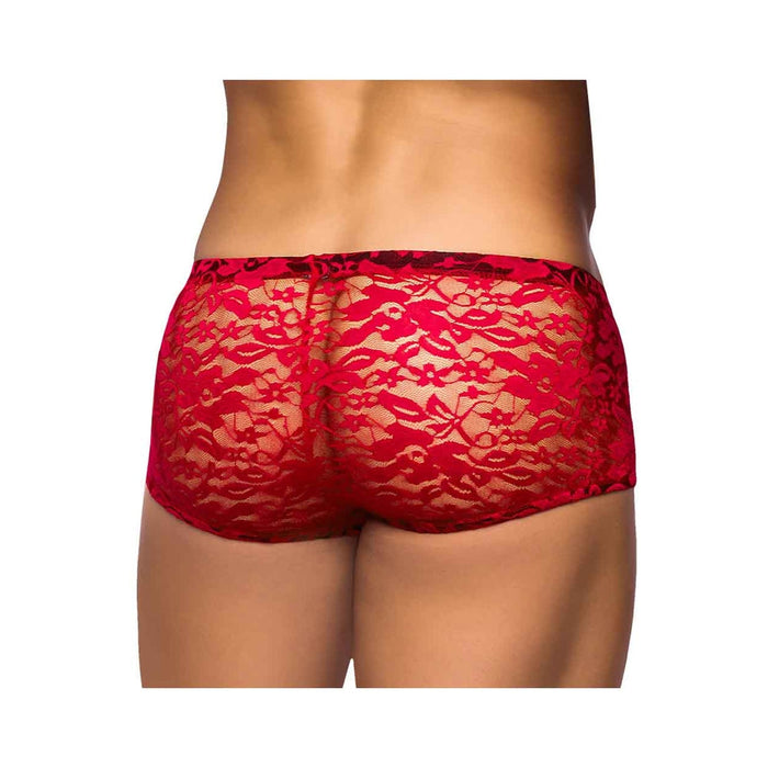 Male Power Stretch Lace Mini Short-Red Medium-Boxed MAGIC MOMENTS INTERNATIONAL Men
