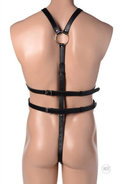 Male Full Body Harness Black Leather Strict Toys - Fetish