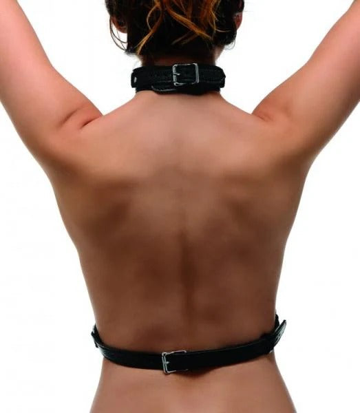 Female Chest Harness Black Leather Strict Toys - Fetish